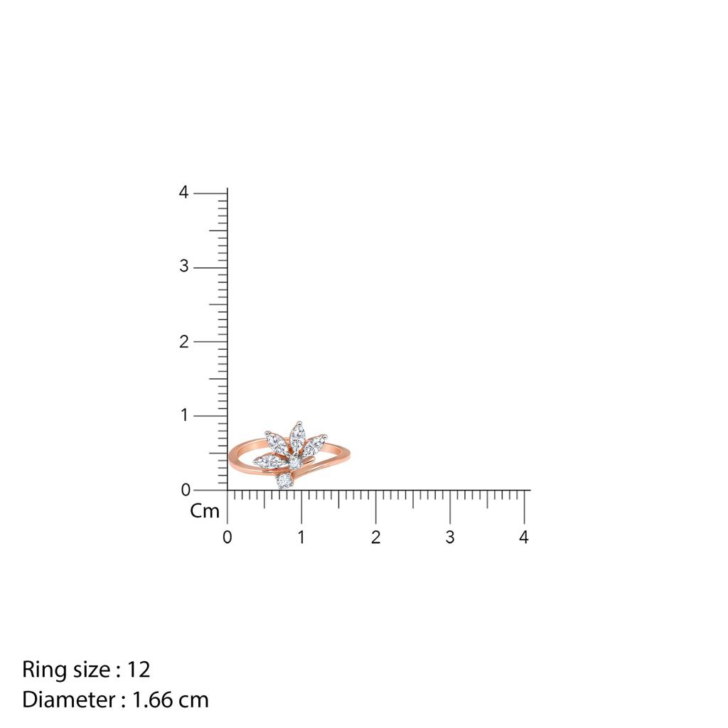 14K Rose Gold Floral Glam Lab Grown Diamond Ring|With Certificate Of Authenticity & Bis-Hallmarked Gold Jewellery : GDLBBR072
