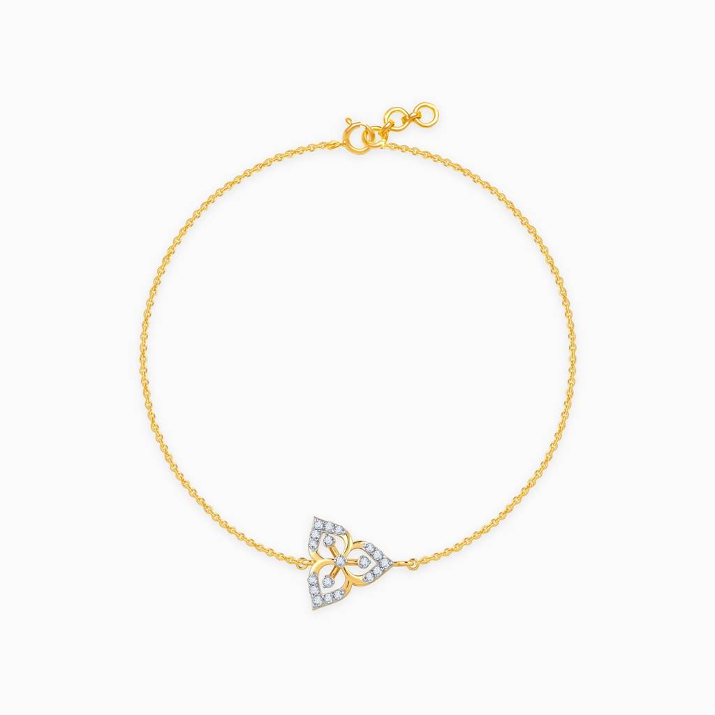 18K Gold Jasmine Diamond Bracelet|With Certificate Of Authenticity & Bis-Hallmarked Gold Jewellery : GDLBR072