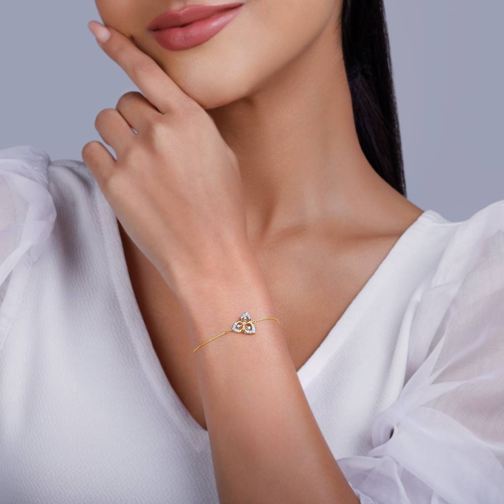 18K Gold Jasmine Diamond Bracelet|With Certificate Of Authenticity & Bis-Hallmarked Gold Jewellery : GDLBR072