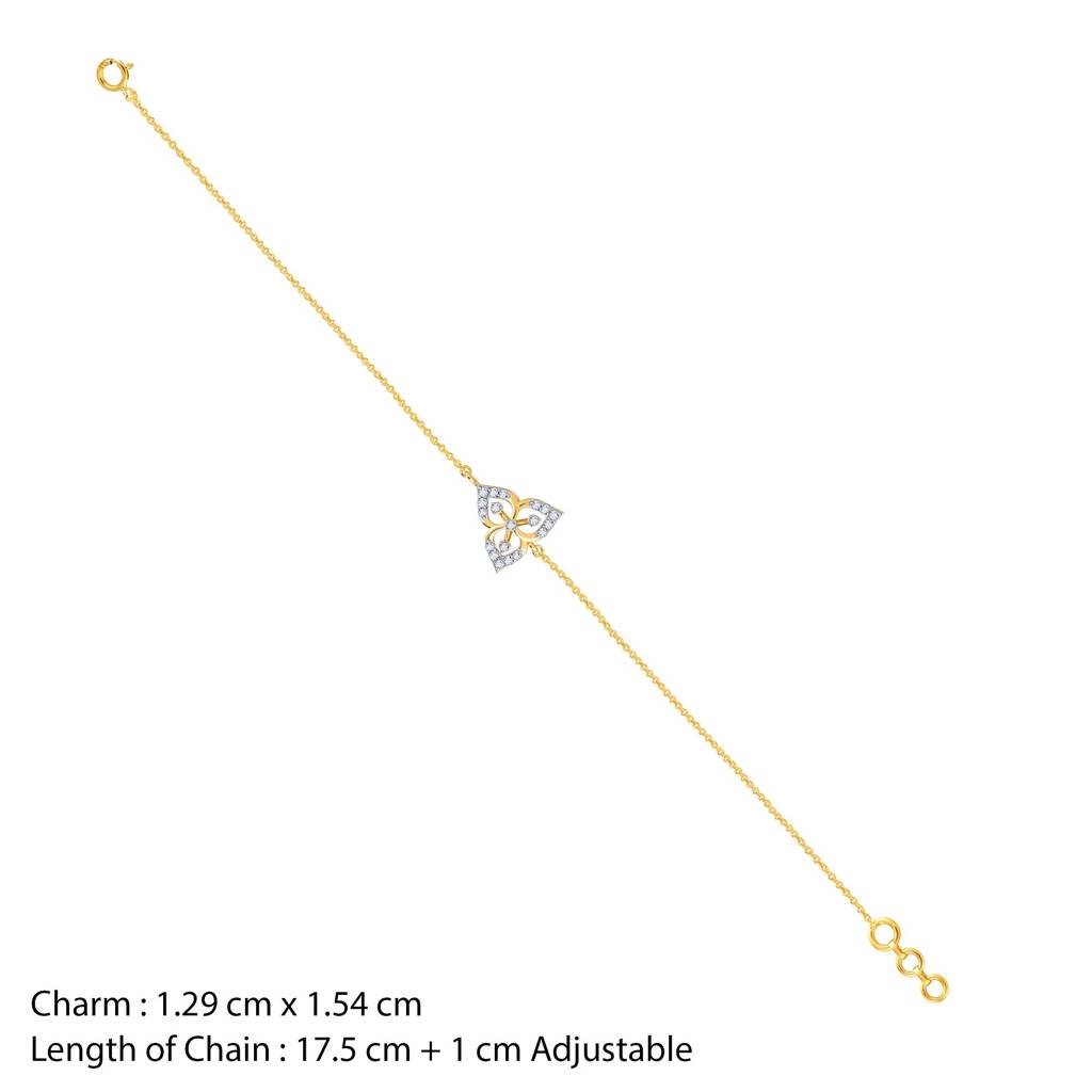 18K Gold Jasmine Diamond Bracelet|With Certificate Of Authenticity & Bis-Hallmarked Gold Jewellery : GDLBR072