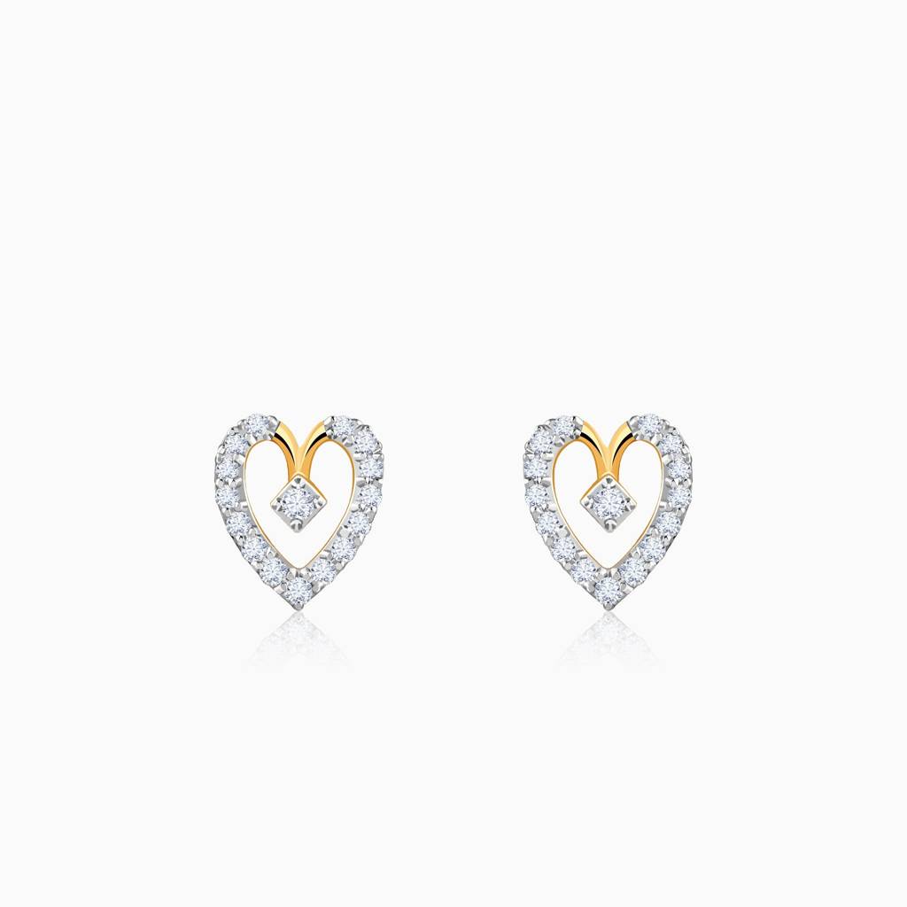 18K Gold Love Note Lab Grown Diamond Stud Earrings|With Certificate Of Authenticity & Bis-Hallmarked Gold Jewellery : GDLER01054
