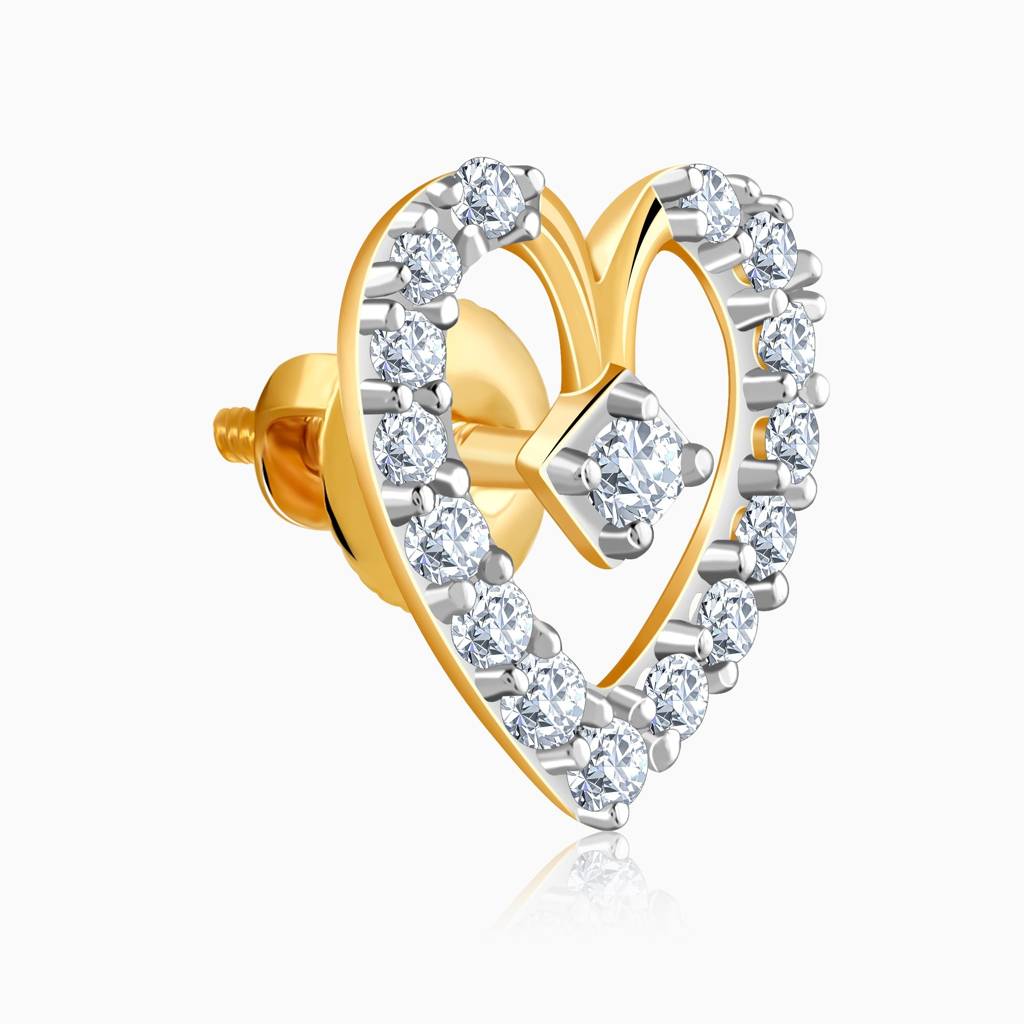 18K Gold Love Note Lab Grown Diamond Stud Earrings|With Certificate Of Authenticity & Bis-Hallmarked Gold Jewellery : GDLER01054