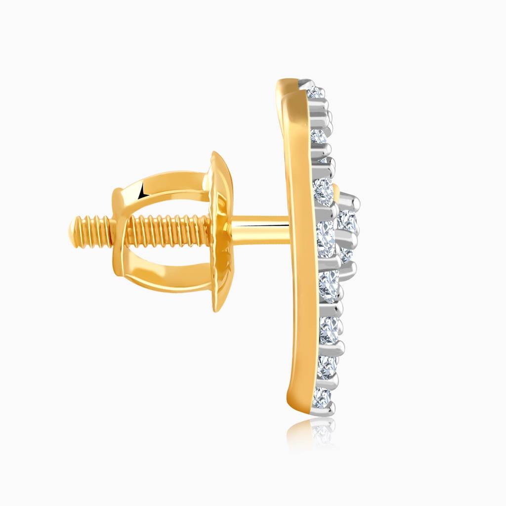 18K Gold Love Note Lab Grown Diamond Stud Earrings|With Certificate Of Authenticity & Bis-Hallmarked Gold Jewellery : GDLER01054