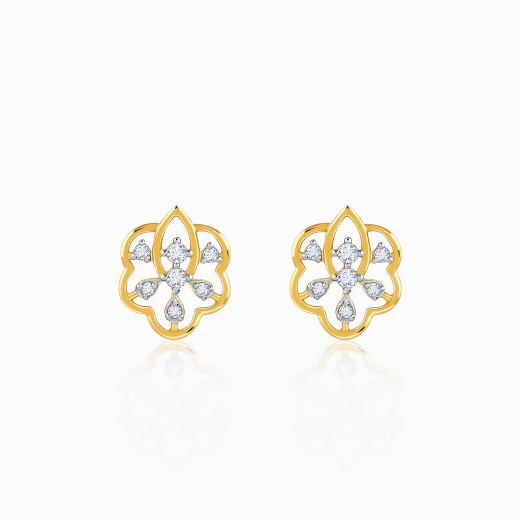 9K Gold Elvara Lab Grown Diamonds Stud Earrings|With Certificate Of Authenticity & Bis-Hallmarked Gold Jewellery : GDLER01142