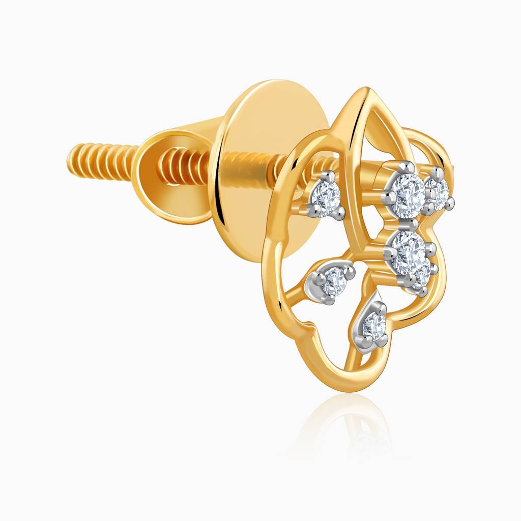9K Gold Elvara Lab Grown Diamonds Stud Earrings|With Certificate Of Authenticity & Bis-Hallmarked Gold Jewellery : GDLER01142