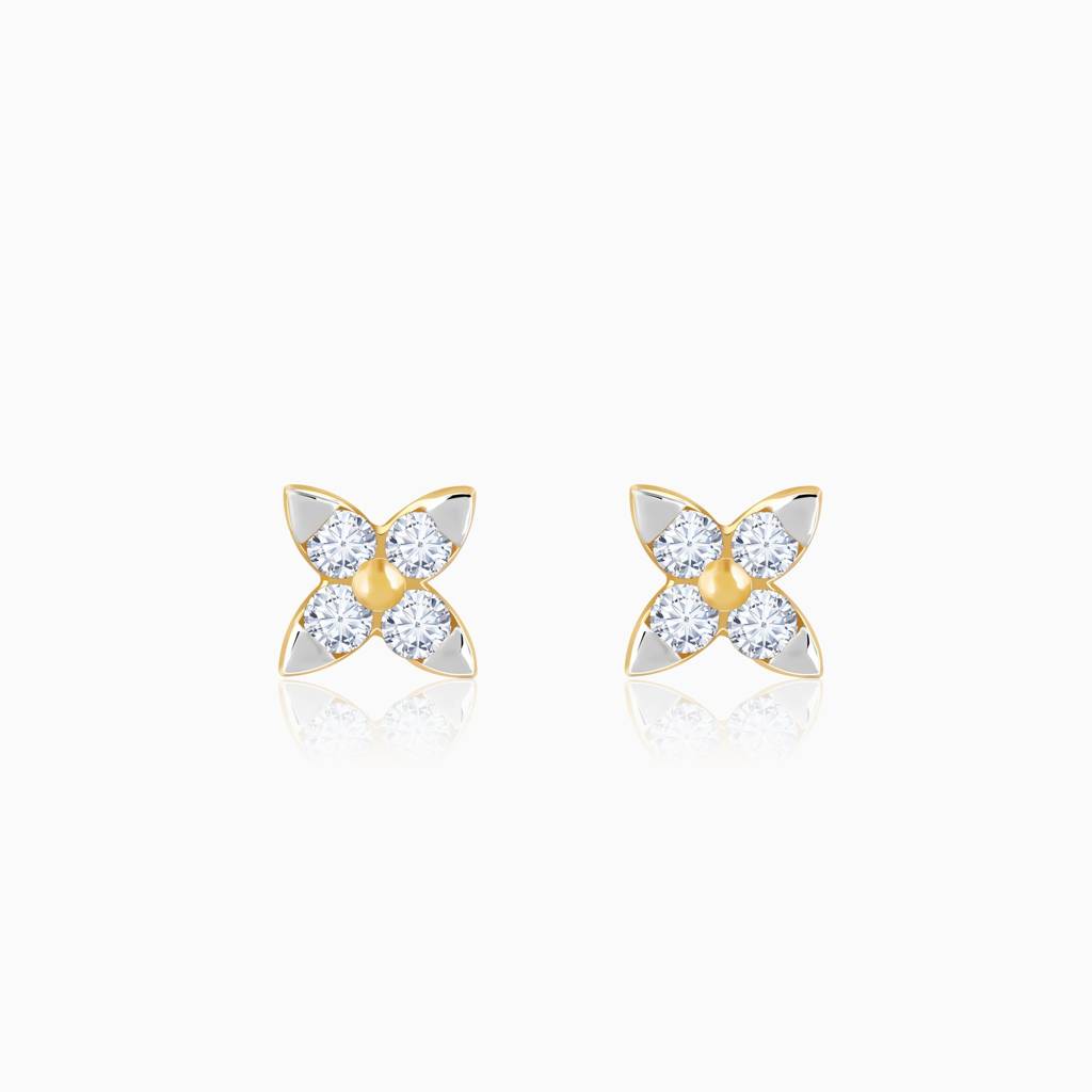 9K Gold Petite Lab Grown Diamond Earrings|With Certificate Of Authenticity & Bis-Hallmarked Gold Jewellery : GDLER01367