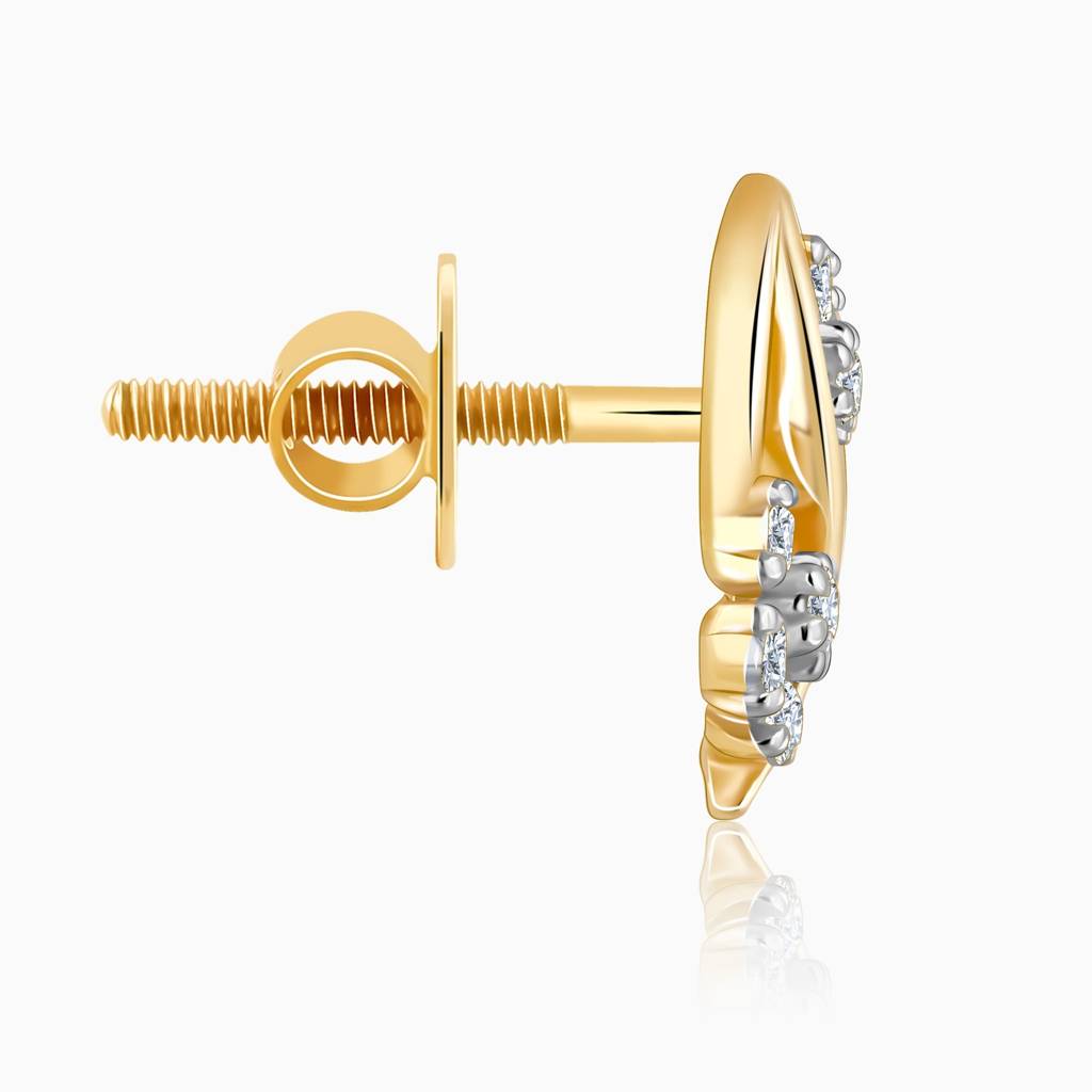 9K Gold Flower Wave Lab Grown Diamond Earrings|With Certificate Of Authenticity & Bis-Hallmarked Gold Jewellery : GDLER01371