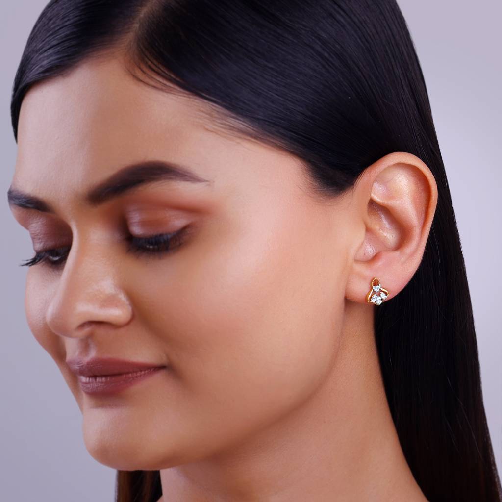 18K Gold Bellflower Rhapsody Lab Grown Diamond Earrings|With Certificate Of Authenticity & Bis-Hallmarked Gold Jew : GDLER0393