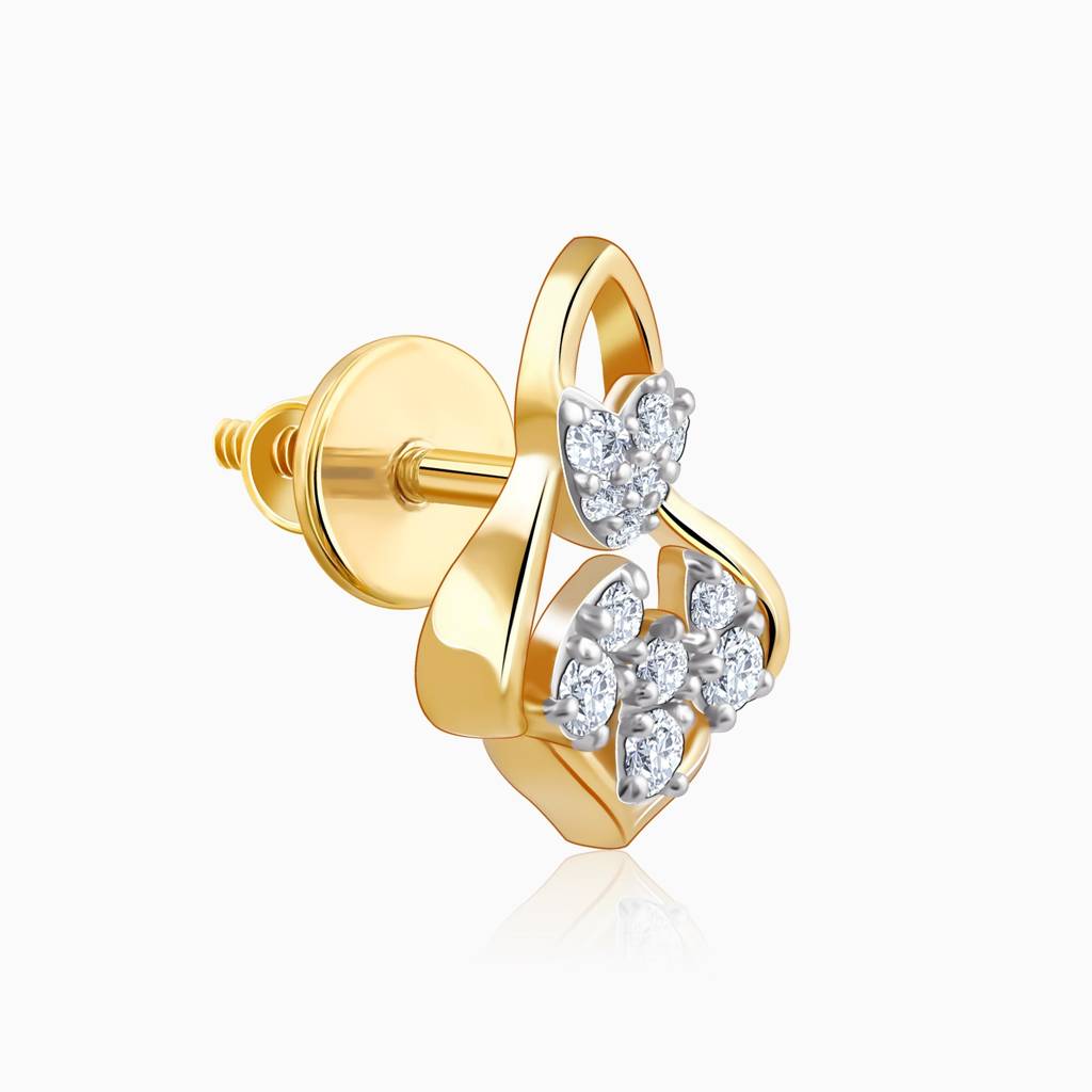 18K Gold Bellflower Rhapsody Lab Grown Diamond Earrings|With Certificate Of Authenticity & Bis-Hallmarked Gold Jew : GDLER0393
