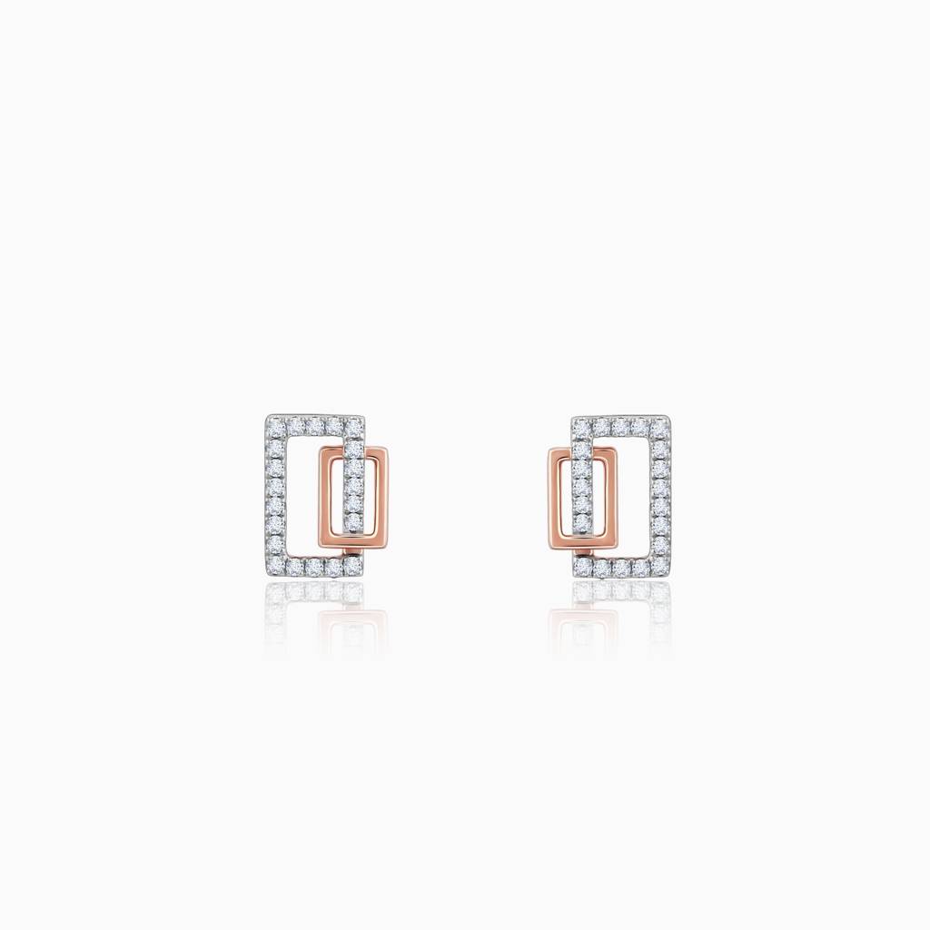 18K Gold Parallelogram Diamond Earrings|With Certificate Of Authenticity & Bis-Hallmarked Gold Jewellery : GDLER0462