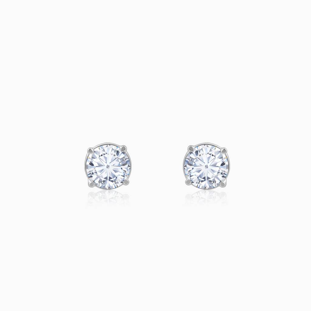 18K White Gold Celestia Solitaire Lab Grown Diamond Earrings|With Certificate Of Authenticity & Bis-Hallmarked Gol : GDLER0586
