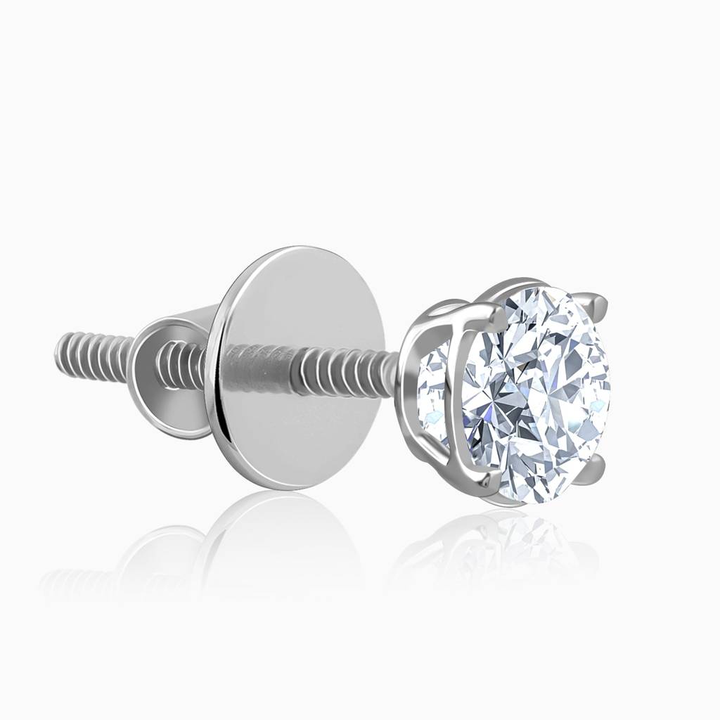 18K White Gold Celestia Solitaire Lab Grown Diamond Earrings|With Certificate Of Authenticity & Bis-Hallmarked Gol : GDLER0586