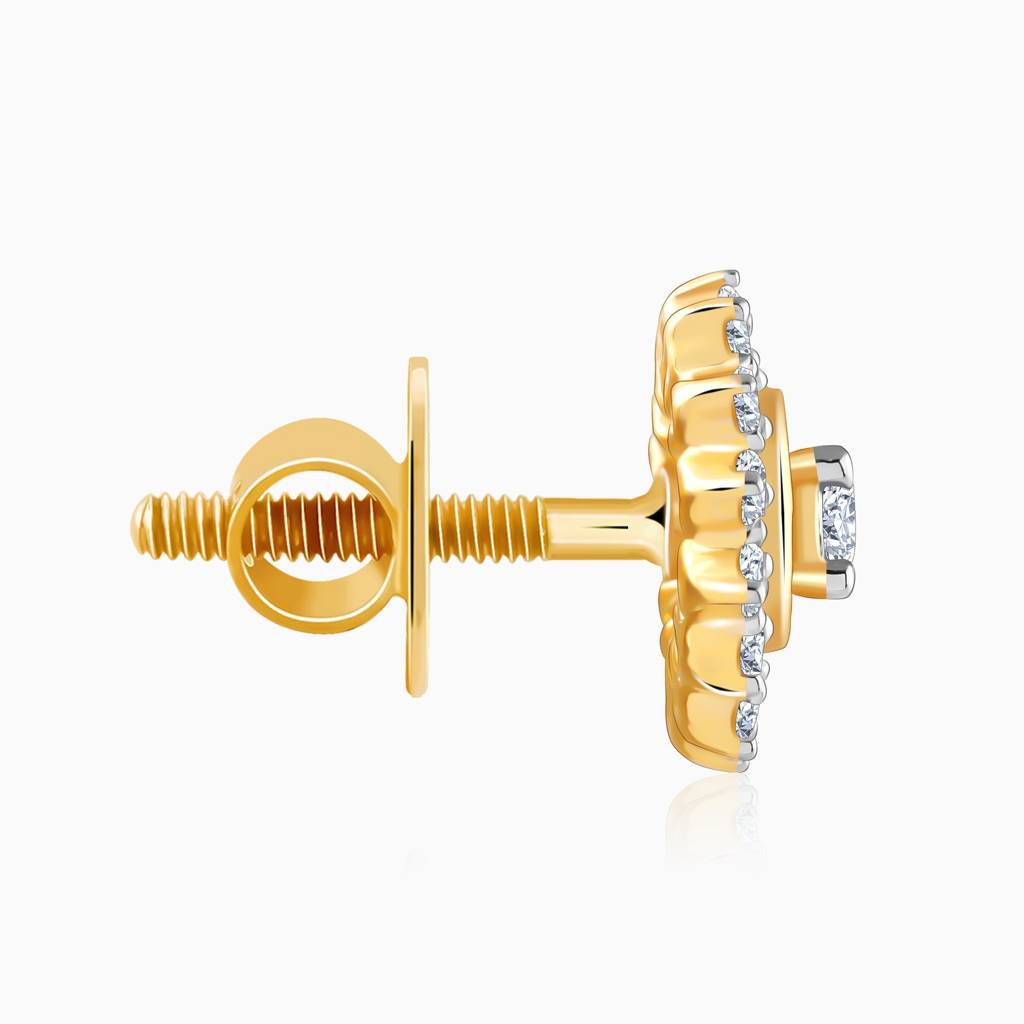 14K Gold Flower Power Lab Grown Diamond Stud Earrings|With Certificate Of Authenticity & Bis-Hallmarked Gold Jewel : GDLER0846
