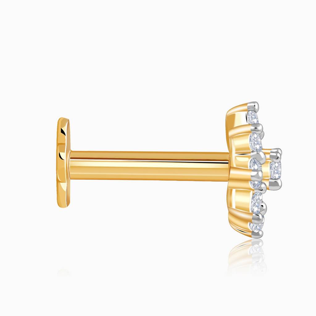 14K Gold Stardust Lab Grown Diamond Nose Pin|With Certificate Of Authenticity & Bis-Hallmarked Gold Jewellery : GDLNP0114