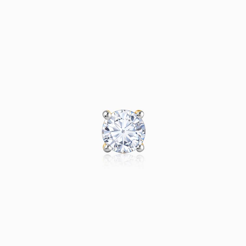 18K Gold Grace Solitaire Lab Grown Diamond Nosepin|With Certificate Of Authenticity & Bis-Hallmarked Gold Jewellery : GDLNP0120