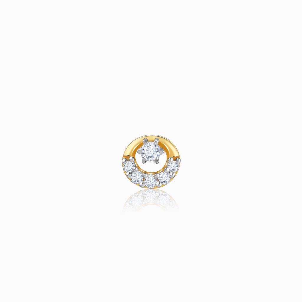 18K Gold Circle Of Light Lab Grown Diamond Nosepin|With Certificate Of Authenticity & Bis-Hallmarked Gold Jewellery : GDLNP0123