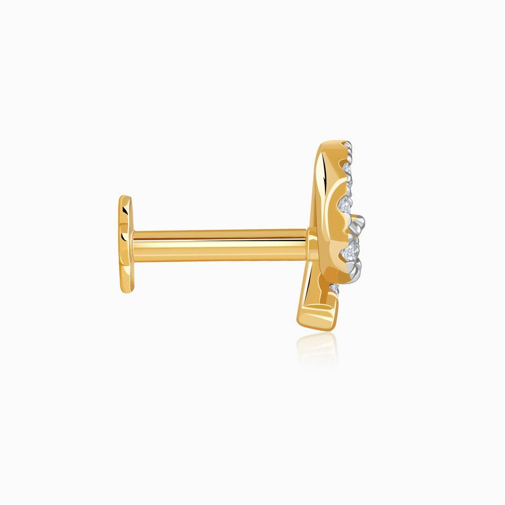 18K Gold Cirlia Lab Grown Diamond Nose Pin|With Certificate Of Authenticity & Bis-Hallmarked Gold Jewellery : GDLNP0127