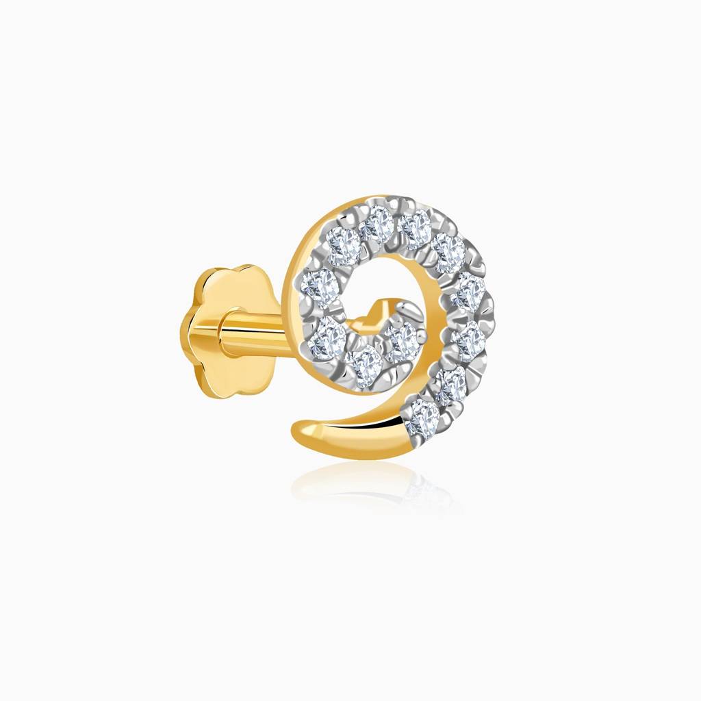 18K Gold Cirlia Lab Grown Diamond Nose Pin|With Certificate Of Authenticity & Bis-Hallmarked Gold Jewellery : GDLNP0127