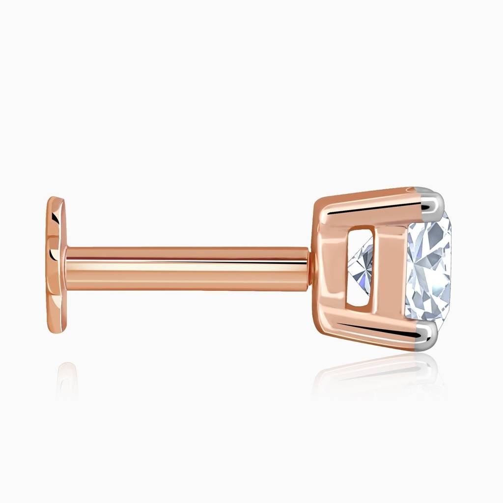 18K Rose Gold Minimal Lab Grown Diamond Nose Pin|With Certificate Of Authenticity & Bis-Hallmarked Gold Jewellery : GDLNP0149