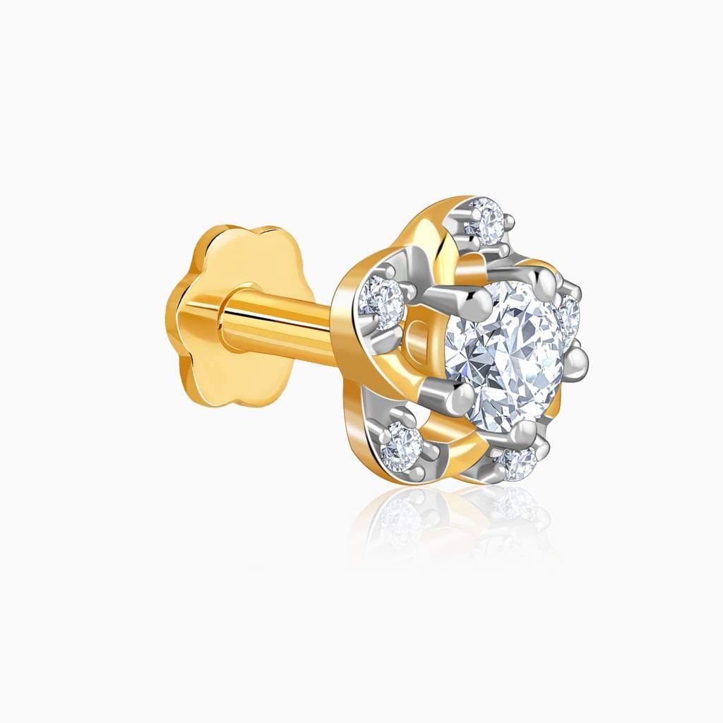 14K Gold Bloomlight Lab Grown Diamond Nosepin|With Certificate Of Authenticity & Bis-Hallmarked Gold Jewellery : GDLNP0154