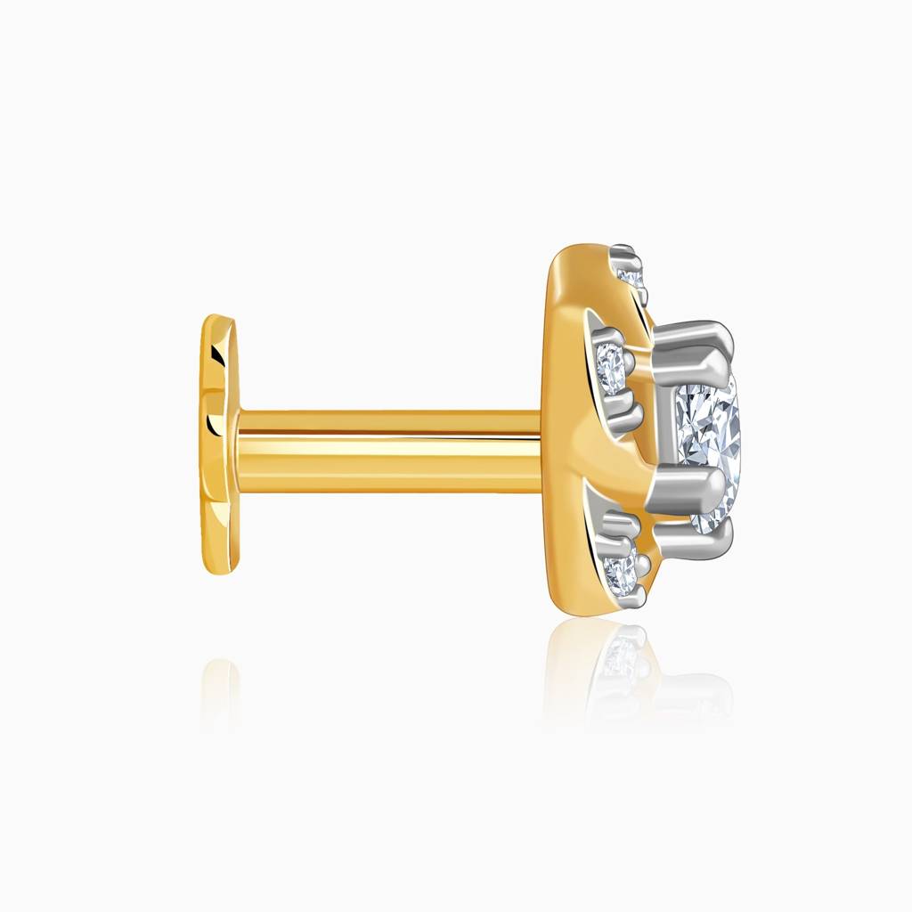 14K Gold Bloomlight Lab Grown Diamond Nosepin|With Certificate Of Authenticity & Bis-Hallmarked Gold Jewellery : GDLNP0154