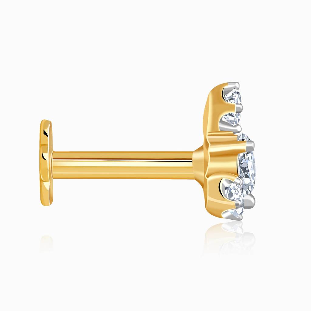18K Gold Starlit Lab Grown Diamond Nosepin|With Certificate Of Authenticity & Bis-Hallmarked Gold Jewellery : GDLNP0156