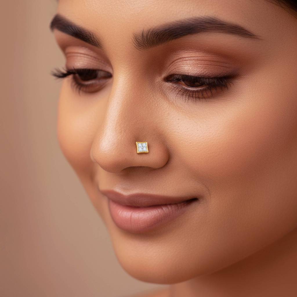 18K Gold Sharp Shine Lab Grown Diamond Nosepin|With Certificate Of Authenticity & Bis-Hallmarked Gold Jewellery : GDLNP0160