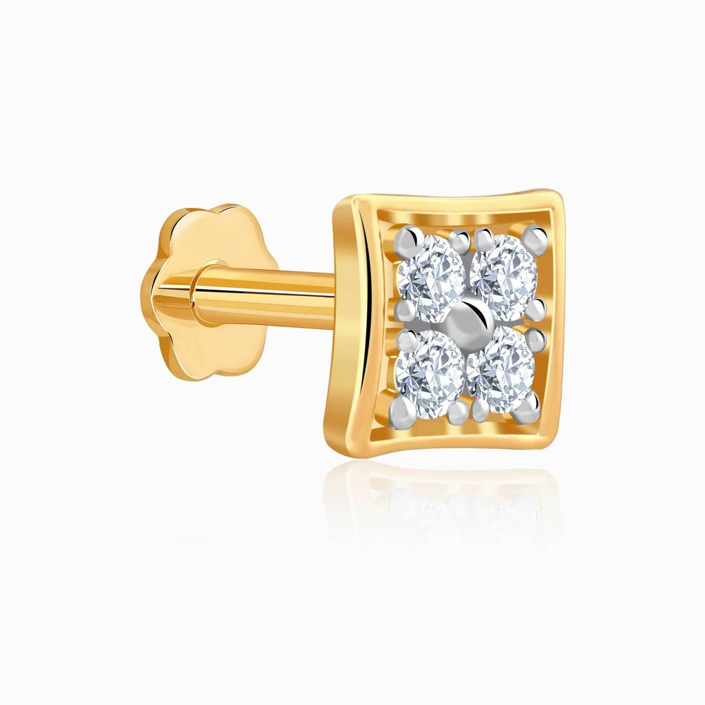 18K Gold Sharp Shine Lab Grown Diamond Nosepin|With Certificate Of Authenticity & Bis-Hallmarked Gold Jewellery : GDLNP0160