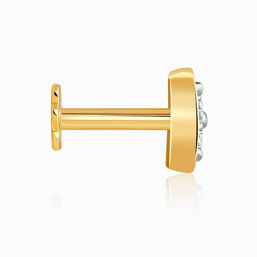 18K Gold Sharp Shine Lab Grown Diamond Nosepin|With Certificate Of Authenticity & Bis-Hallmarked Gold Jewellery : GDLNP0160