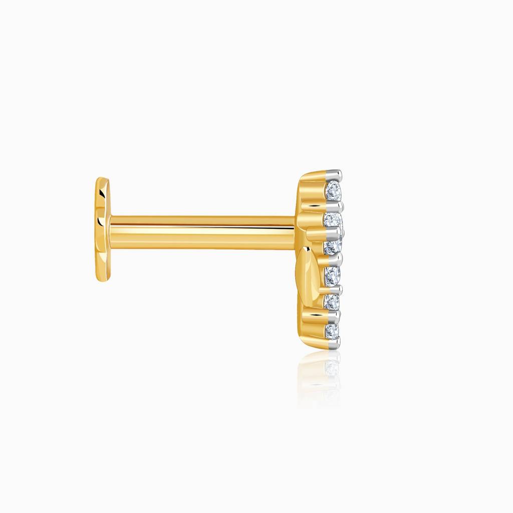 18K Gold Glow Vine Lab Grown Diamond Nosepin|With Certificate Of Authenticity & Bis-Hallmarked Gold Jewellery : GDLNP0162