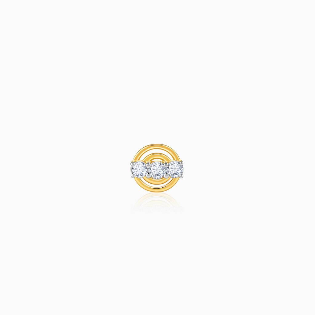 18K Gold Triple Gleam Lab Grown Diamond Nosepin|With Certificate Of Authenticity & Bis-Hallmarked Gold Jewellery : GDLNP0164