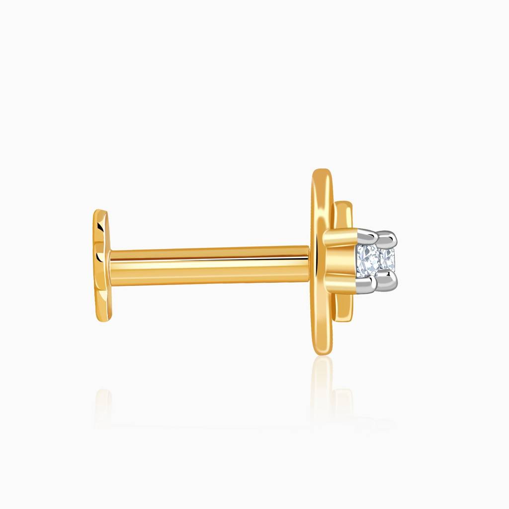 18K Gold Triple Gleam Lab Grown Diamond Nosepin|With Certificate Of Authenticity & Bis-Hallmarked Gold Jewellery : GDLNP0164