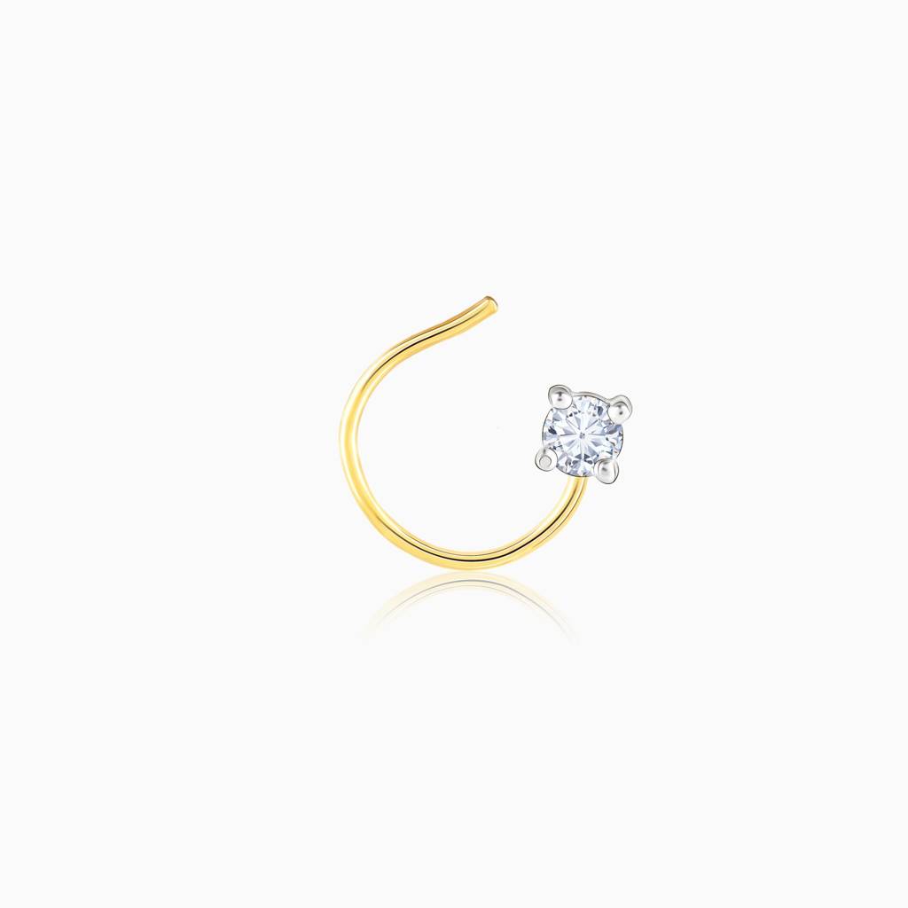 14K Gold Solitaire Diamond Nose Pin|With Certificate Of Authenticity & Bis-Hallmarked Gold Jewellery : GDLNP051