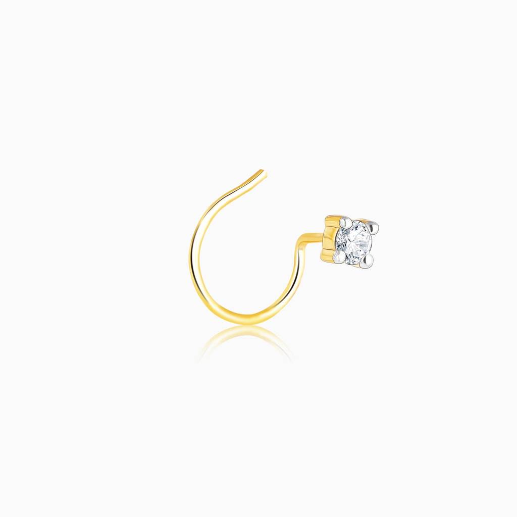 14K Gold Solitaire Diamond Nose Pin|With Certificate Of Authenticity & Bis-Hallmarked Gold Jewellery : GDLNP051