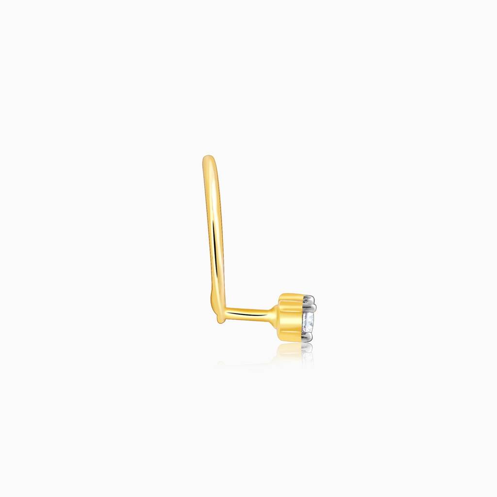 14K Gold Solitaire Diamond Nose Pin|With Certificate Of Authenticity & Bis-Hallmarked Gold Jewellery : GDLNP051