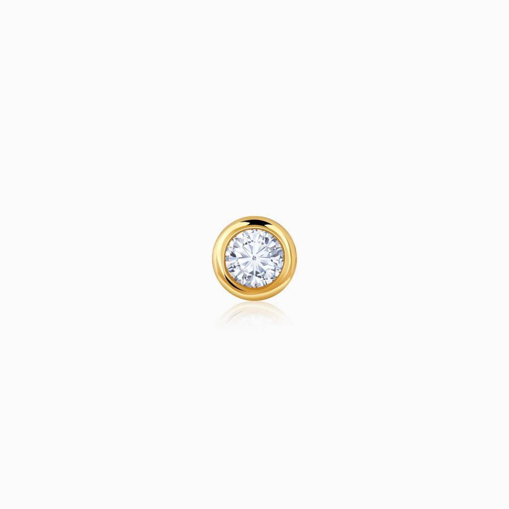 18K Gold Circolare Diamond Nose Pin|With Certificate Of Authenticity & Bis-Hallmarked Gold Jewellery : GDLNP096