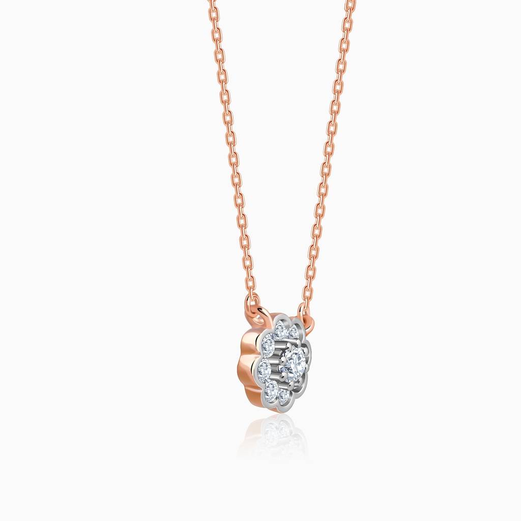 14K Rose Gold Blooming Flora Lab Grown Diamond Necklace|With Certificate Of Authenticity & Bis-Hallmarked Gold Jew : GDLPD0478
