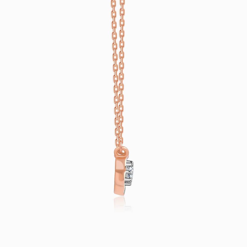 14K Rose Gold Blooming Flora Lab Grown Diamond Necklace|With Certificate Of Authenticity & Bis-Hallmarked Gold Jew : GDLPD0478