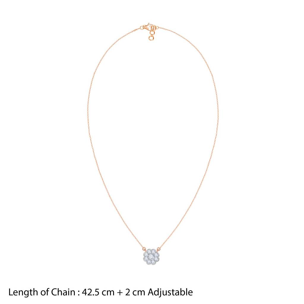 14K Rose Gold Blooming Flora Lab Grown Diamond Necklace|With Certificate Of Authenticity & Bis-Hallmarked Gold Jew : GDLPD0478