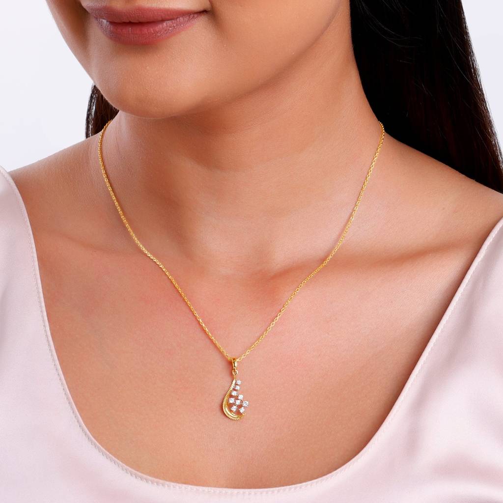 18K Gold Whisper Drop Lab Grown Diamond Pendant|With Certificate Of Authenticity & Bis-Hallmarked Gold Jewellery : GDLPD0491