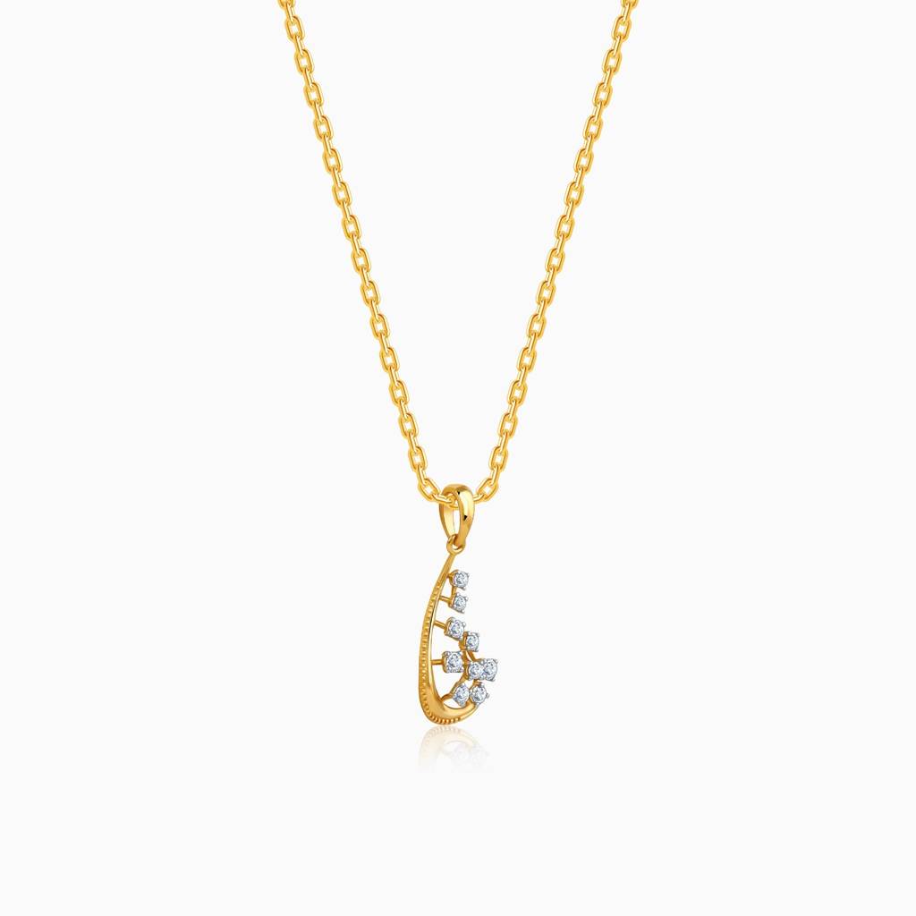 18K Gold Whisper Drop Lab Grown Diamond Pendant|With Certificate Of Authenticity & Bis-Hallmarked Gold Jewellery : GDLPD0491