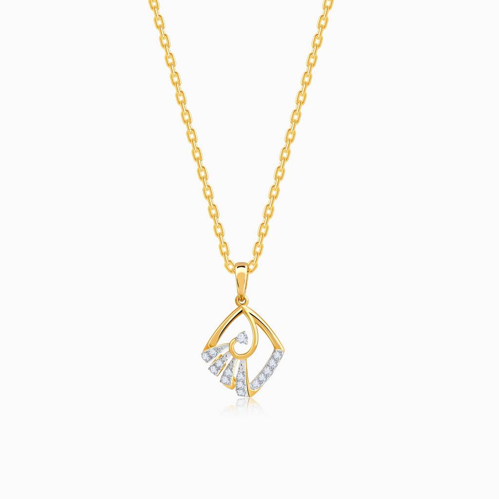 18K Gold Angular Lab Grown Diamond Pendant|With Certificate Of Authenticity & Bis-Hallmarked Gold Jewellery : GDLPD0496