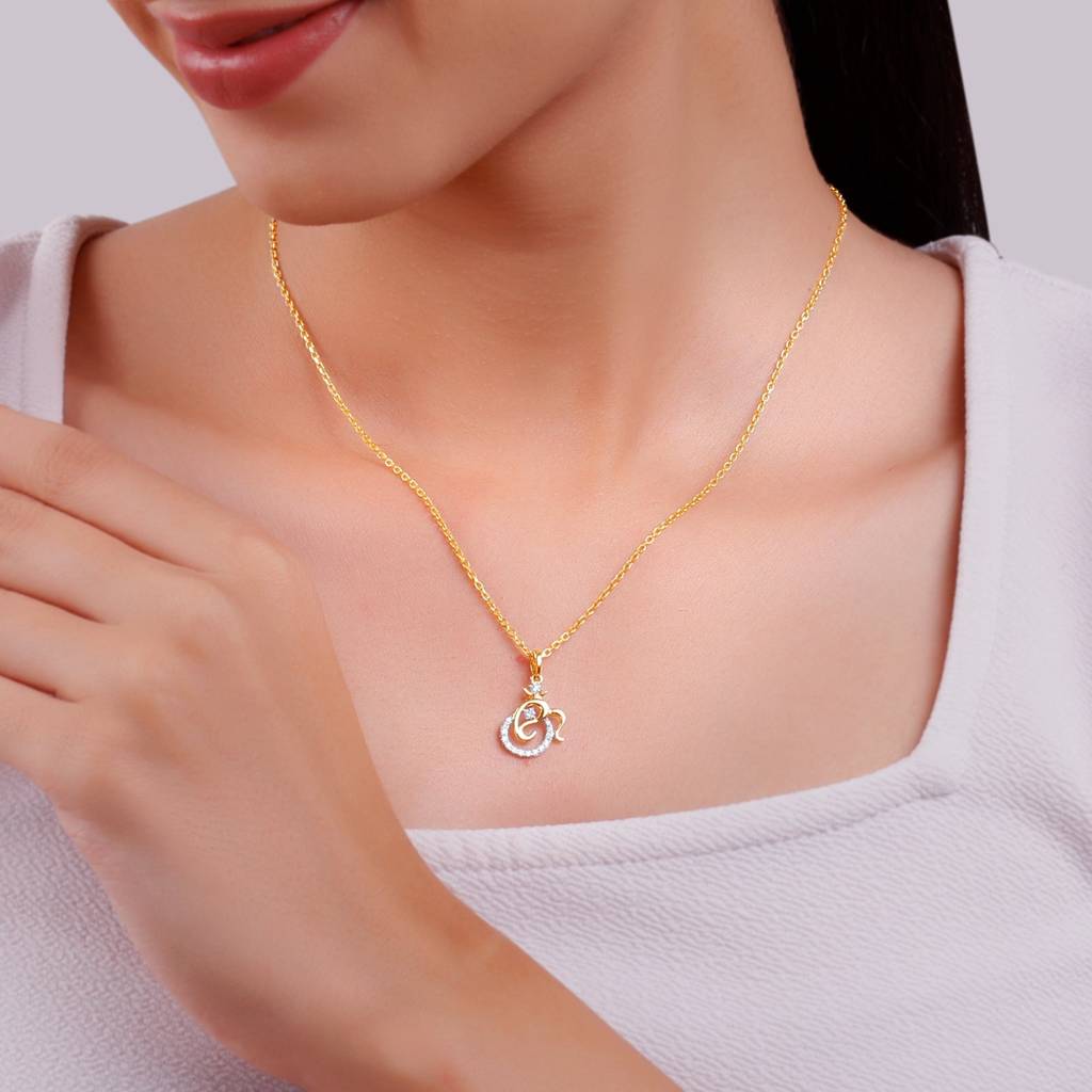 14K Gold Spiritual Ganesha Lab Grown Diamond Pendant|With Certificate Of Authenticity & Bis-Hallmarked Gold Jewell : GDLPD0543