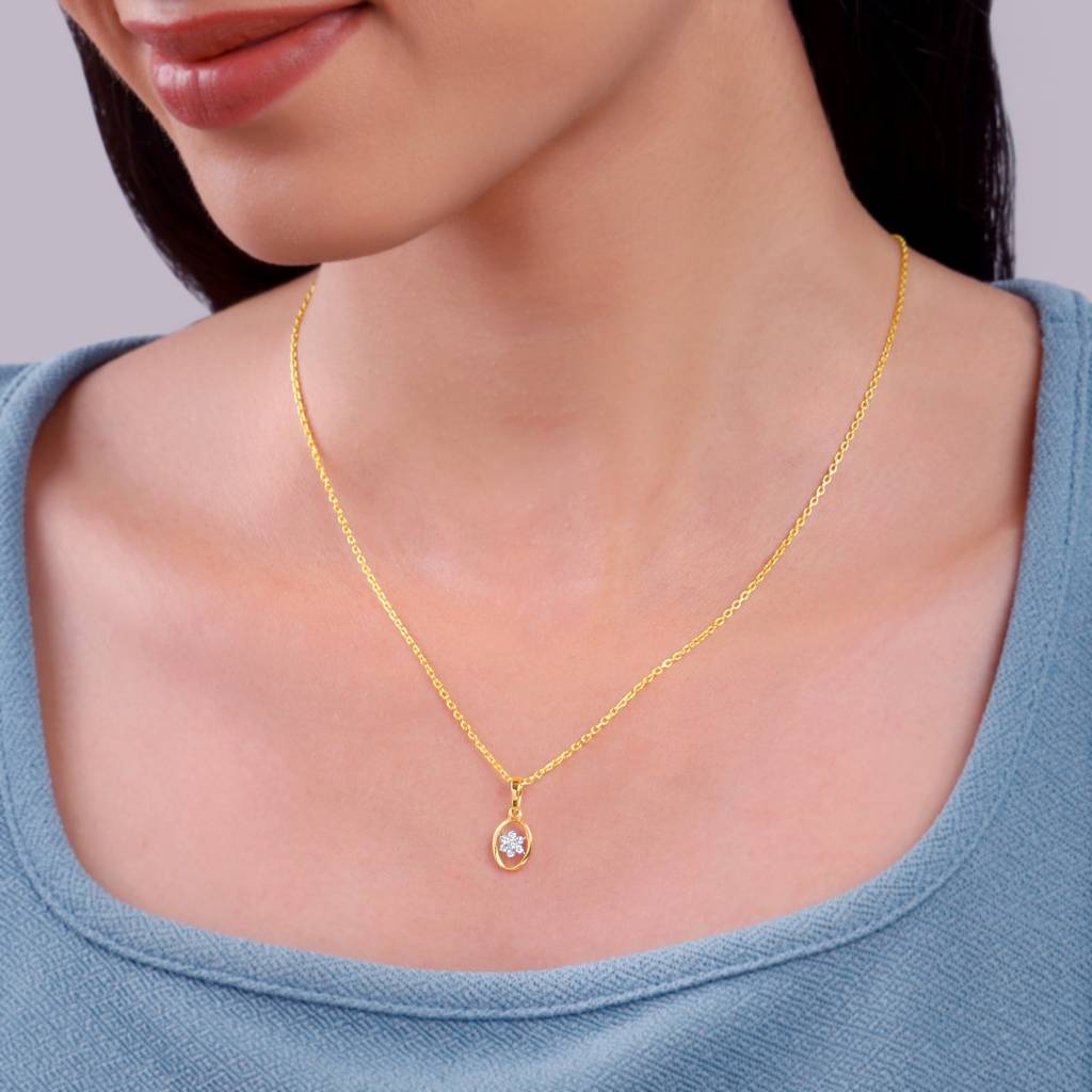 14K Gold Aurora Spark Lab Grown Diamond Pendant|With Certificate Of Authenticity & Bis-Hallmarked Gold Jewellery : GDLPD0725