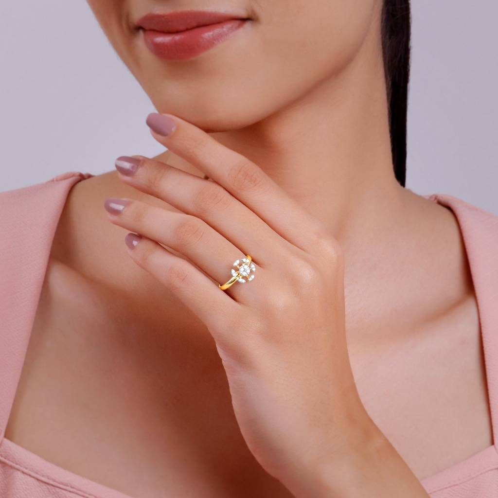 14K Gold Bloom Burst Lab Grown Diamond Ring|With Certificate Of Authenticity & Bis-Hallmarked Gold Jewellery : GDLR01147