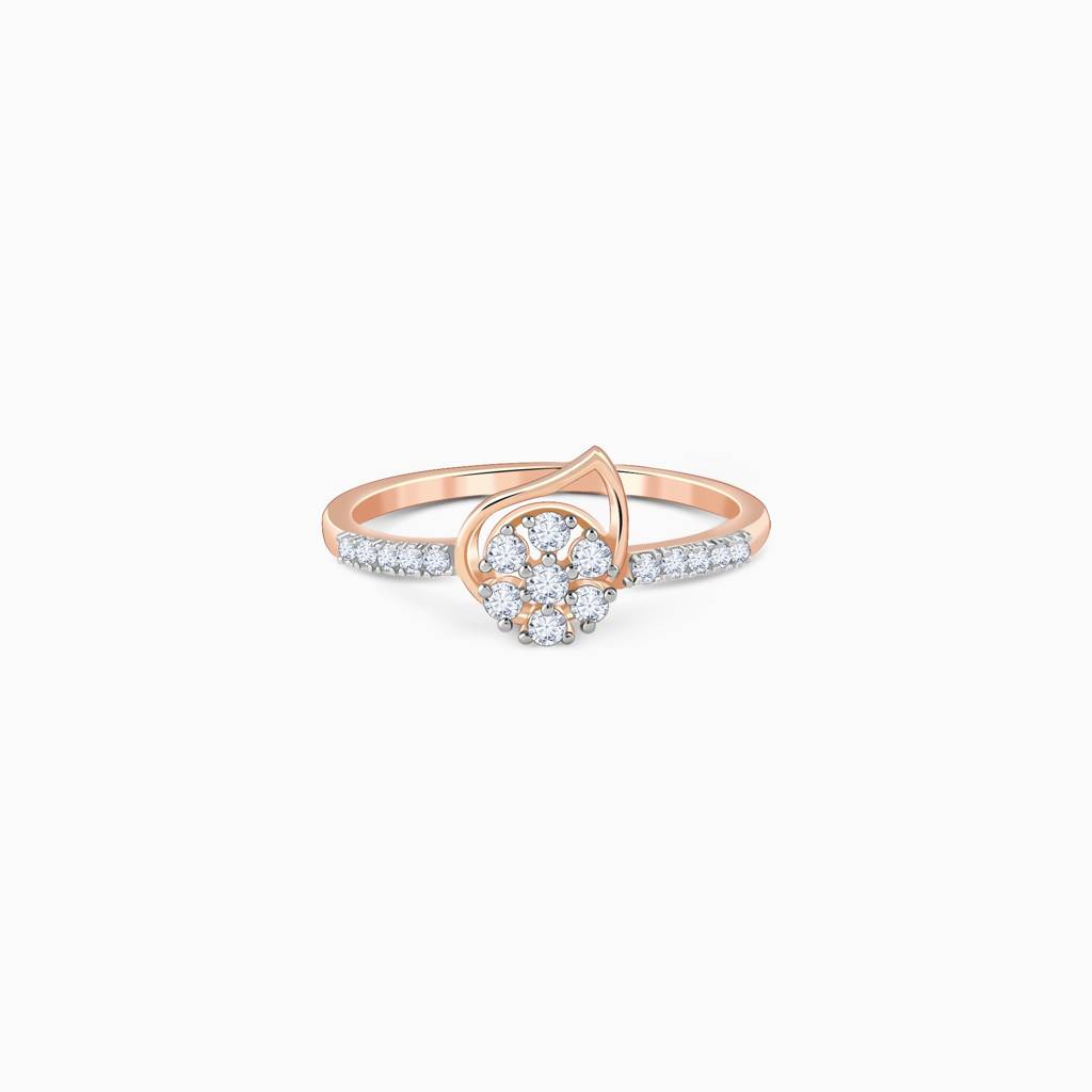 14K Rose Gold Floral Shell Lab Grown Diamond Ring|With Certificate Of Authenticity & Bis-Hallmarked Gold Jewellery : GDLR01152