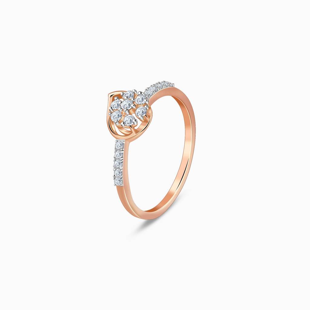 14K Rose Gold Floral Shell Lab Grown Diamond Ring|With Certificate Of Authenticity & Bis-Hallmarked Gold Jewellery : GDLR01152