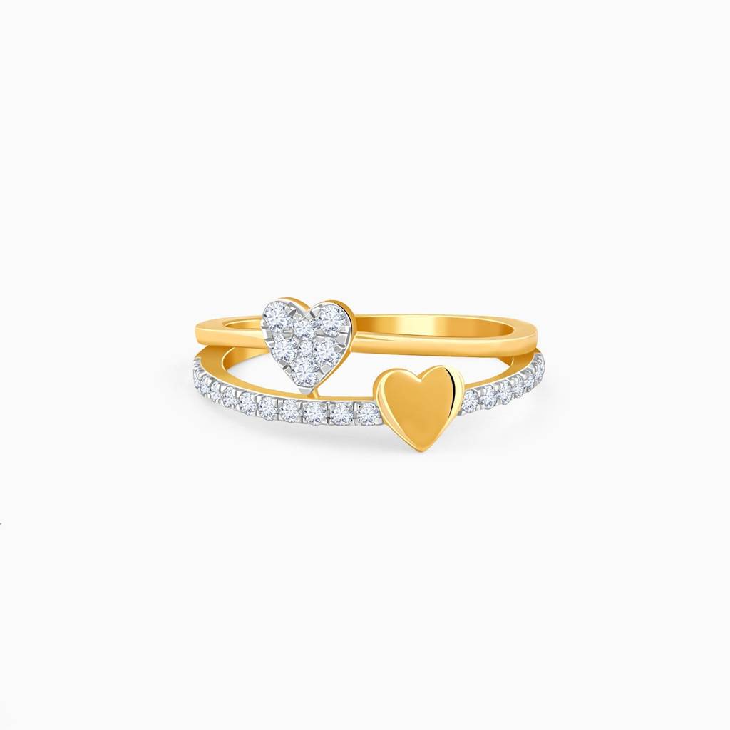 14K Gold Twin Hearts Lab Grown Diamond Ring|With Certificate Of Authenticity & Bis-Hallmarked Gold Jewellery : GDLR01170
