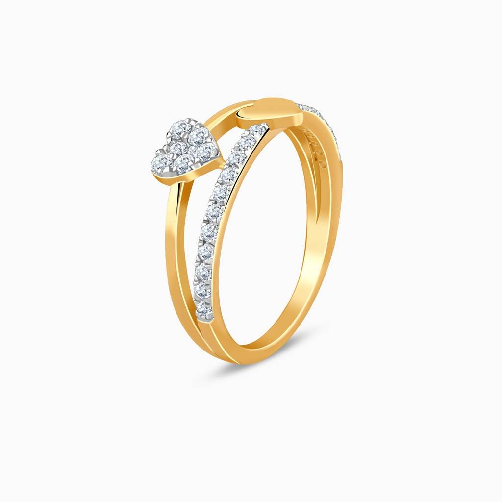 14K Gold Twin Hearts Lab Grown Diamond Ring|With Certificate Of Authenticity & Bis-Hallmarked Gold Jewellery : GDLR01170