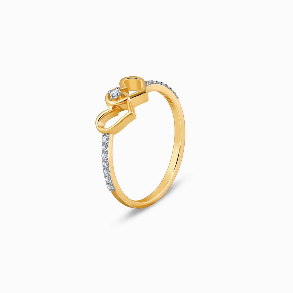 14K Gold Twin Hearts Diamond Ring|With Certificate Of Authenticity & Bis-Hallmarked Gold Jewellery : GDLR0448